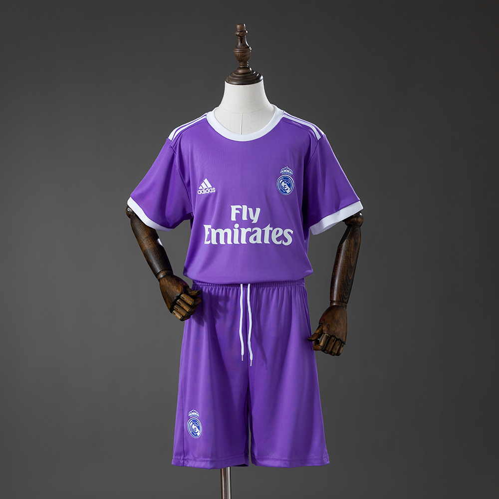 Real Madrid purple retro kids football kit vintage soccer jersey